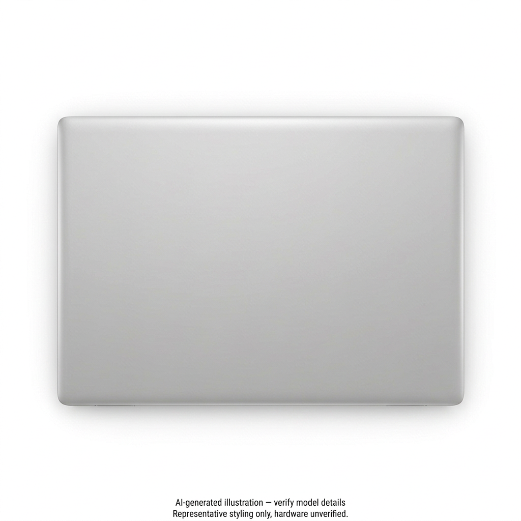 AI-generated representative laptop top view; model details unverified