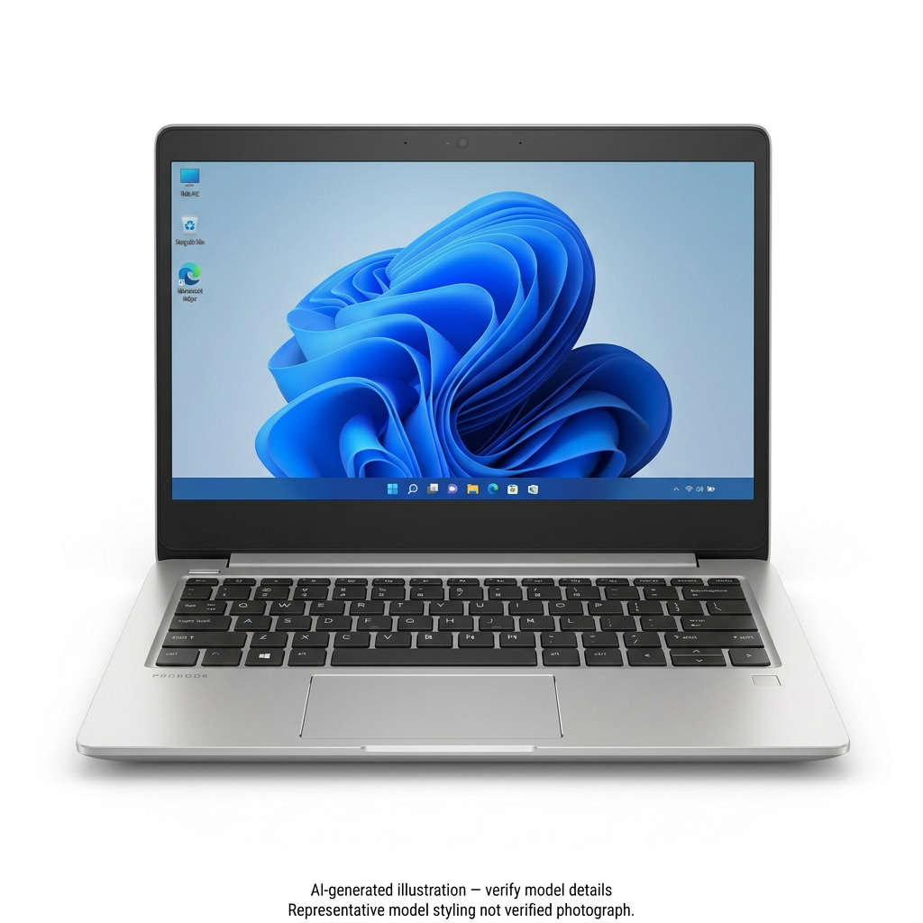 AI-generated representative laptop front view; model details unverified
